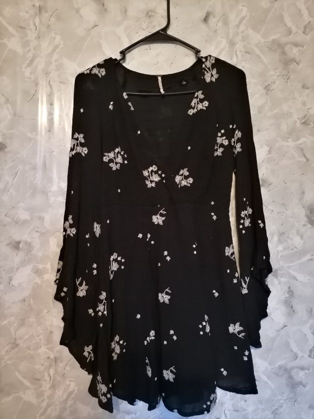 Free People Jasmine Mini Dress Womens 0 Floral Embroidered Boho Witchy
